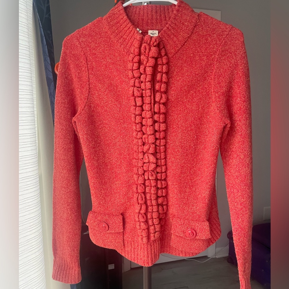 Anthropologie Moth Floating Sparkles
Wool Snap Cardigan in heathered orange